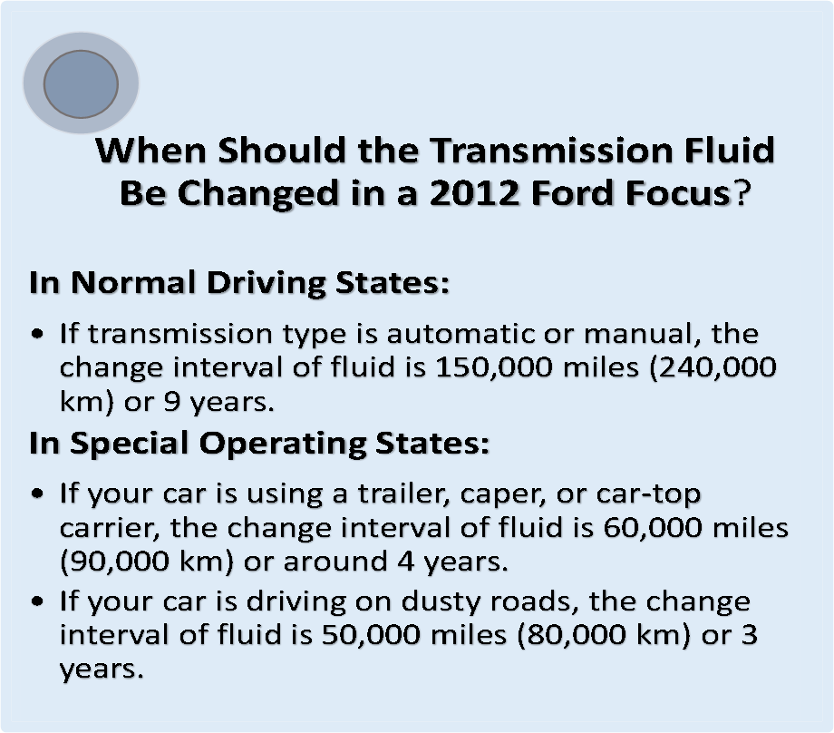 2012 Ford Focus transmission fluid change interval