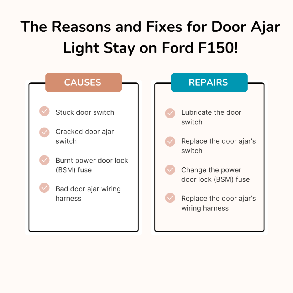 door ajar light stay on ford f150 causes and fixes